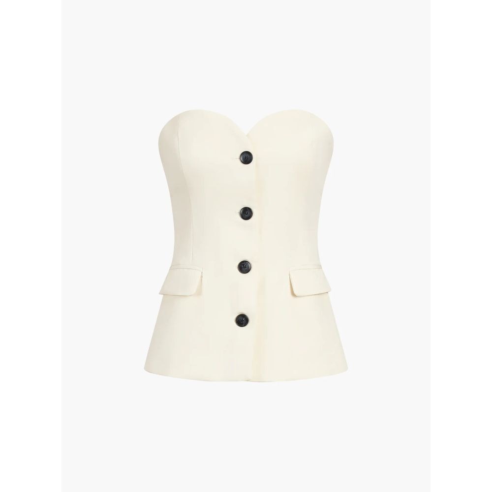 Commense Cream Strapless Corset Tube Top Button Front Vest Size S - Picture 14 of 15